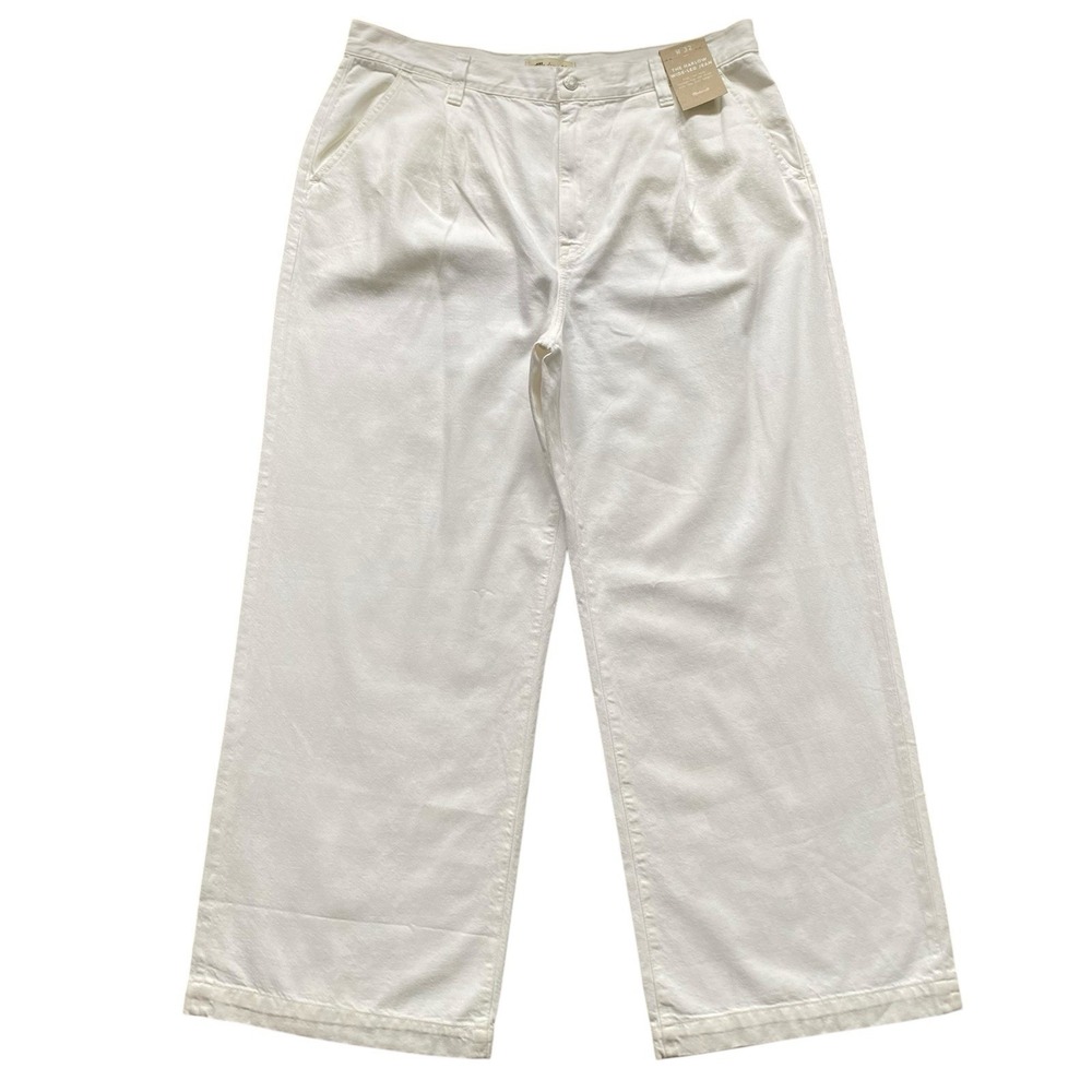Madewell The Harlow Wide-Leg Jean Airy Denim Sz 32 White High Rise Coastal